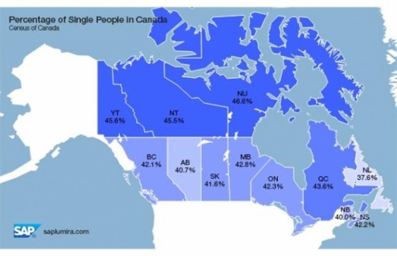 (组图)加拿大哪个省单身汉最多?