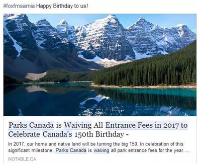 加拿大政府宣布：所有国家公园免费开放
