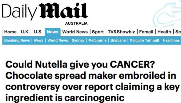 Nutella巧克力酱出事了 被曝含有高致癌物质