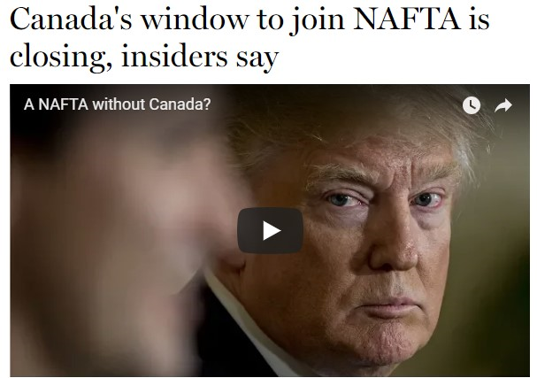 加拿大入NAFTA的大门要关了 股市大跌