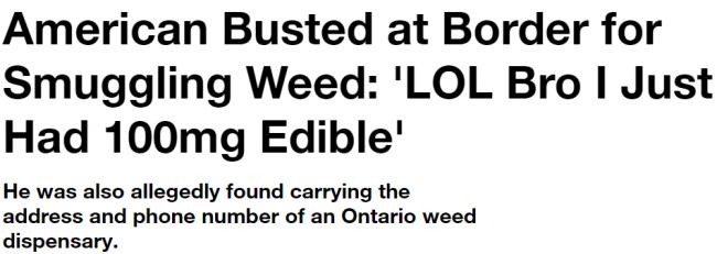 5年监禁 他在加拿大买大麻入境美国被捕