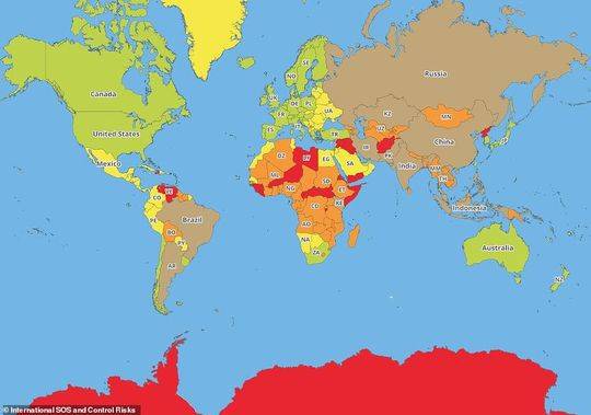 旅行风险地图显示 这些地方世界上最安全的地方