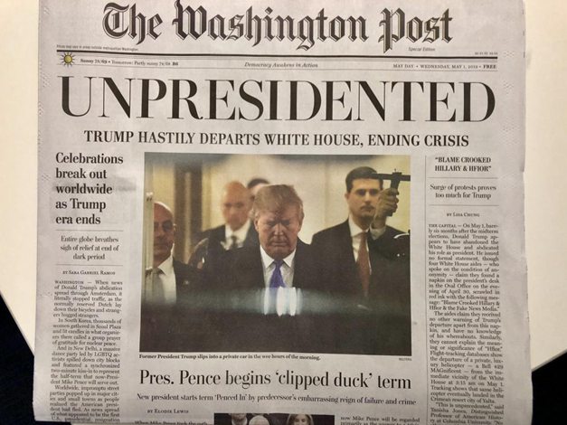 《华盛顿邮报》头版报道特朗普下台？假的！