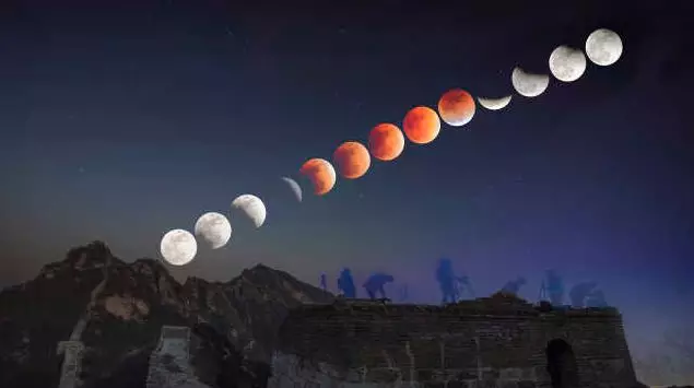 好消息！超级月亮+月全食的"超级血狼月"明晚现身