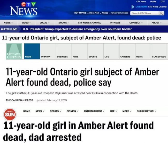 加拿大人梦中惊醒！11岁女孩生日当天被生父杀害