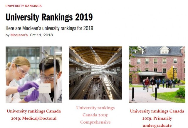 2019加拿大高校排名：你的学校上榜了吗？