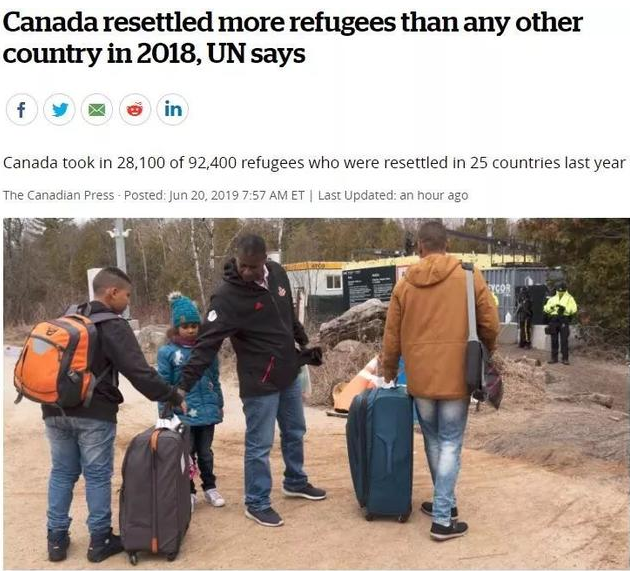 加拿大超越美国 成全球第一难民接收国