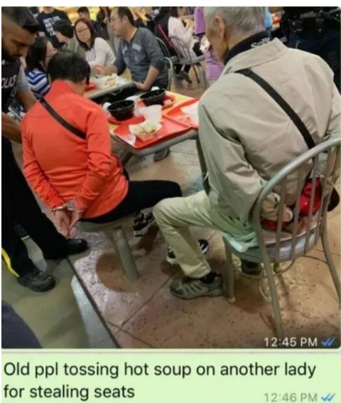 华裔老人往女子脸上泼热汤面临指控，警方回应
