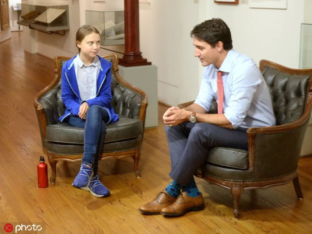 9月27日，加拿大总理特鲁多会见桑伯格（图源：ICphoto）