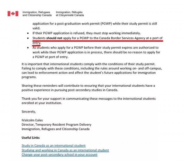 留学生注意！加拿大移民局新政取消边境申请工签