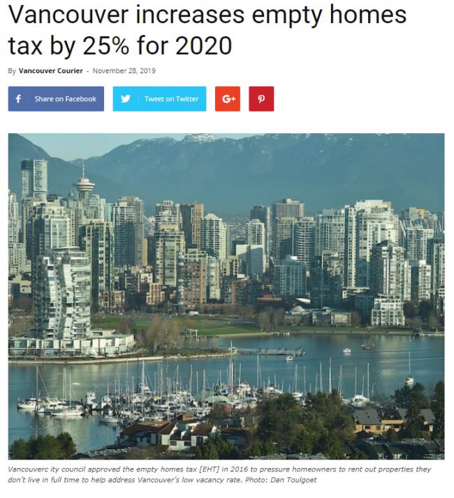 重磅！未来三年 温哥华空置税每年暴涨25%