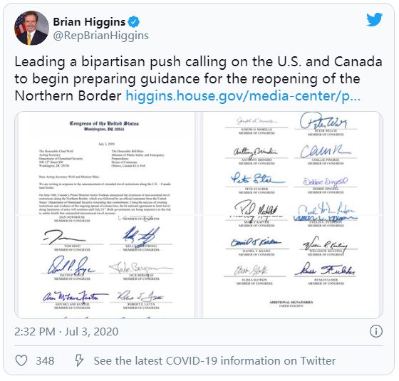 美政客写签名信重开美加边境 加拿大网友吓坏