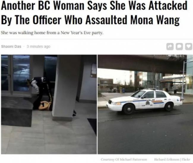 殴打Mona Wang的女骑警被曝对另一女子施暴