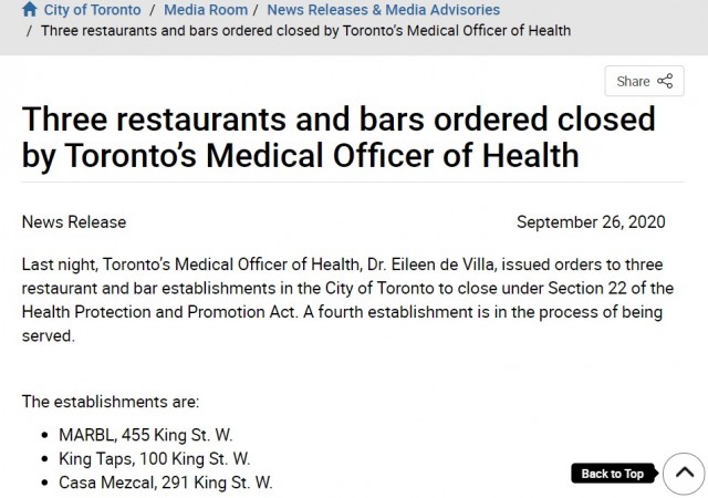 20人确诊80人隔离 多伦多四餐馆传播病毒被关