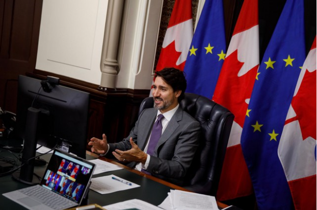 欧盟主席和加拿大总理举行了领导人在线会议