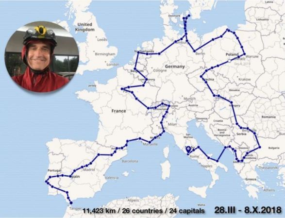 温哥华神人骑自行车环游欧洲26国 破世界纪录