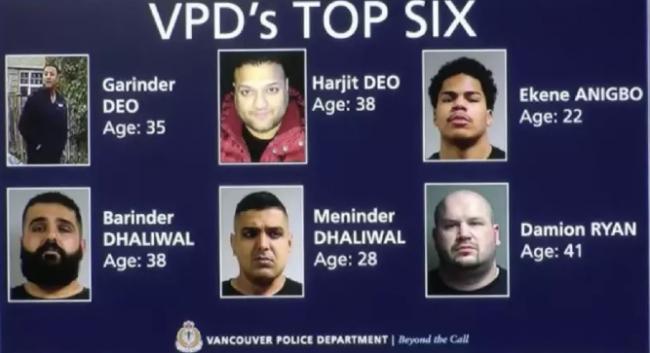 温哥华警方公布6名黑帮照，看到他们赶快跑…