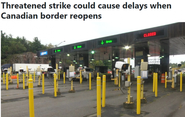 加拿大边境要罢工：下个月也未必能重开