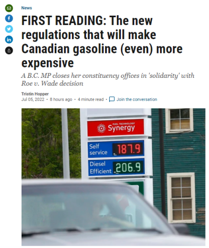 特鲁多政府悄悄通过新法例 将永久提高汽油价格