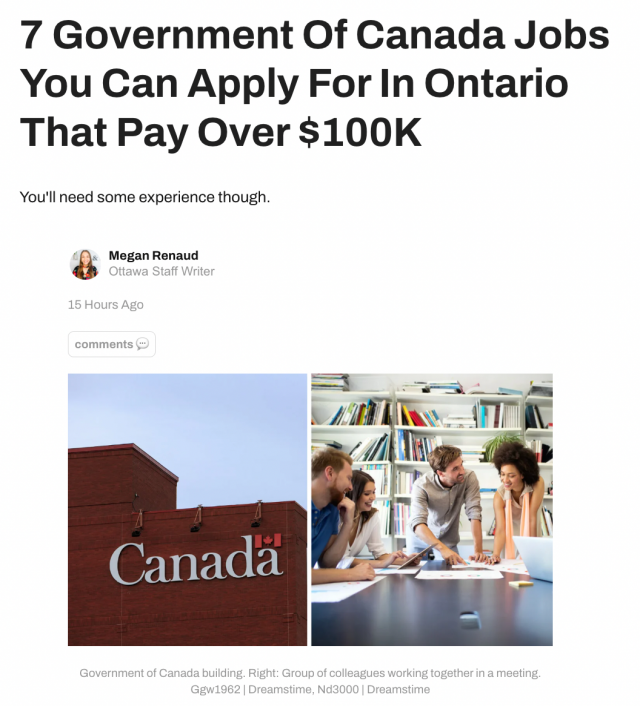 加拿大政府招人 7个岗位年薪至少万