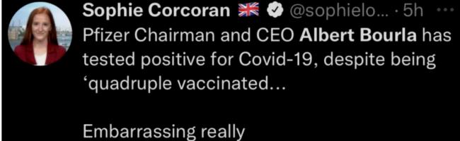 尴尬:辉瑞CEO确诊!已打4针自家疫苗 网上炸了