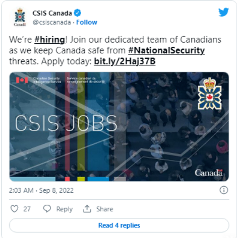 加拿大间谍机构正在招聘 薪水可达万