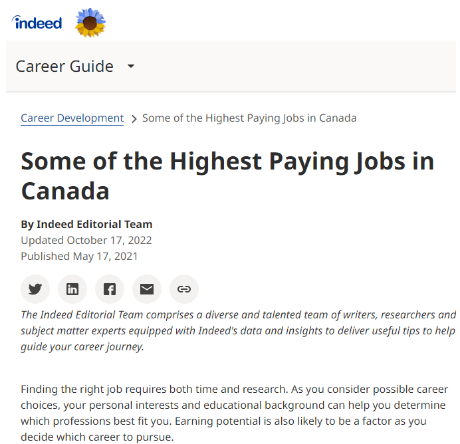 2022年加拿大收入最高职业排名出炉 年薪10-35万