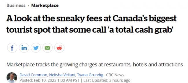 CBC曝光:加拿大著名旅游景点乱收费,被称抢钱