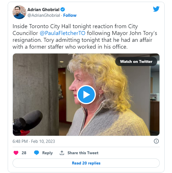 震惊!多伦多市长承认与下属有染辞职 继任者是她