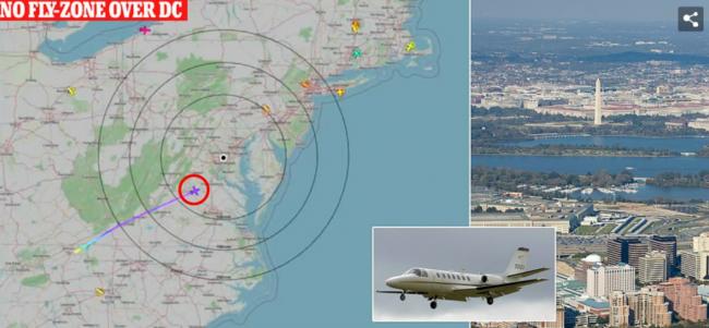 民用客机直闯白宫禁飞区 F16战机紧急拦截后坠毁
