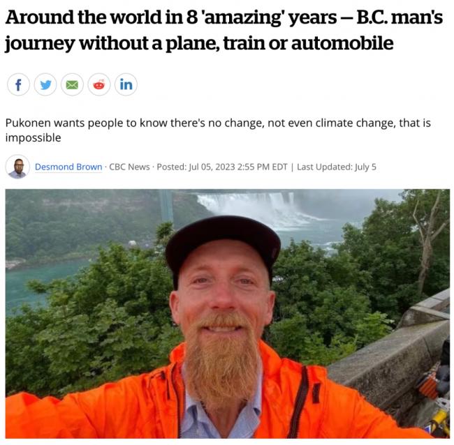壮举！BC男子耗时8年，全凭人力环游世界7万公里！不搭飞机、火车和汽车