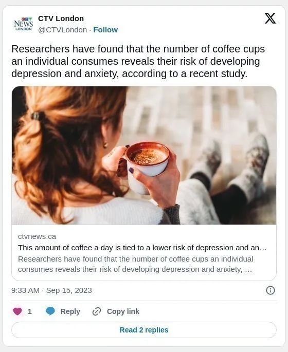 研究称每天喝这么多咖啡 可降低抑郁或焦虑