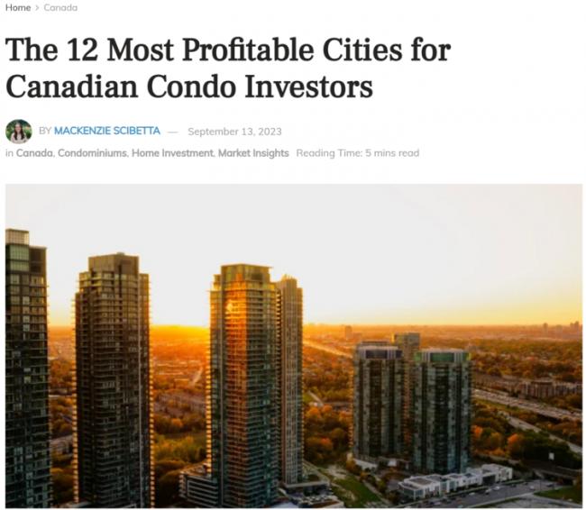 加拿大公寓投资者最赚钱的12个城市
