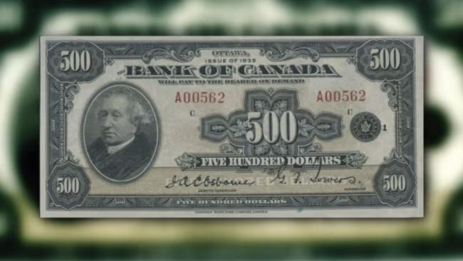 加拿大超级罕见老纸币：一张售价超过50万加元