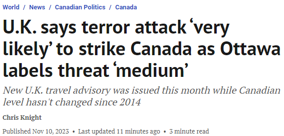 加拿大极可能发生恐袭！11月19日这些航班尤其危险！加拿大政府紧急表态…