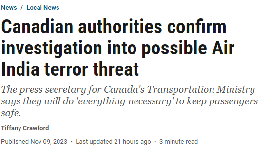 加拿大极可能发生恐袭！11月19日这些航班尤其危险！加拿大政府紧急表态…