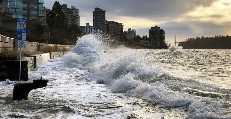 强风涨潮，一夜之间西温堤坝被淹！多海滩紧急关闭- 人在温哥华网VanPeople.com