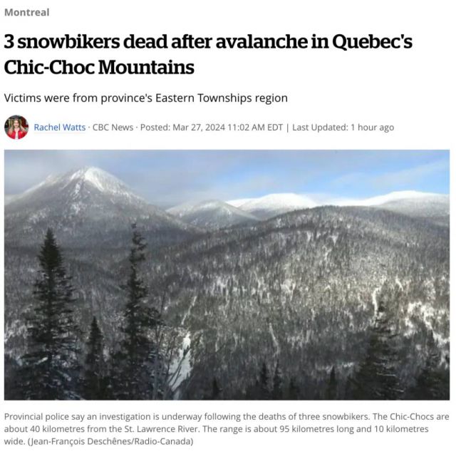 加拿大滑雪度假圣地雪崩 3人被埋遇难