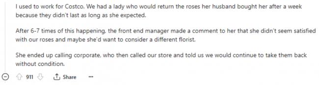 店员忍无可忍！Costco女顾客连续7次退掉枯玫瑰