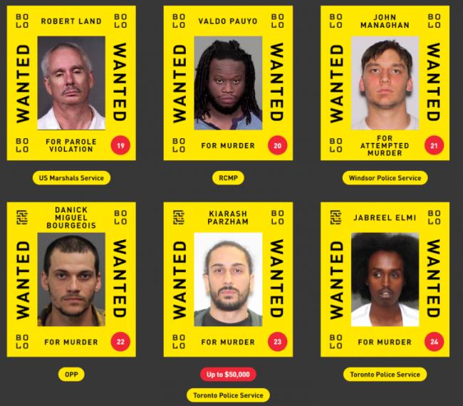 加拿大公布25大通缉犯名单 不少来自大温