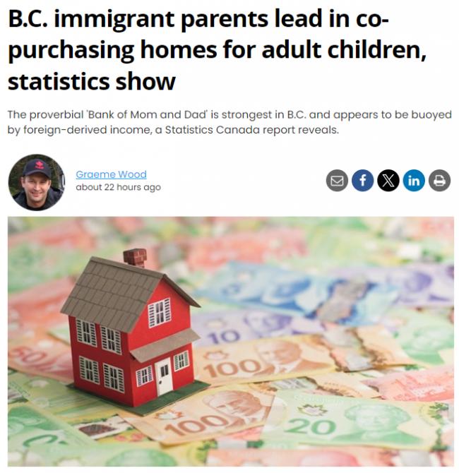 20%年轻人共享父母房产 BC省移民给子女买房最多