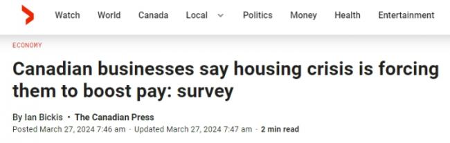 被住房危机逼惨 加拿大87%小企业准备涨工资