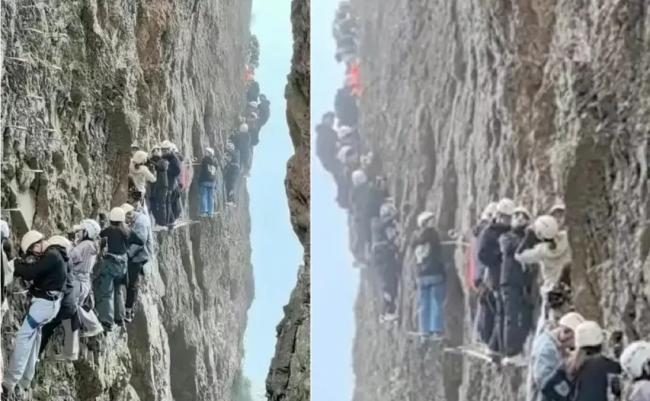 浙江攀岩游客卡在半山腰 想叫救援得花超千元