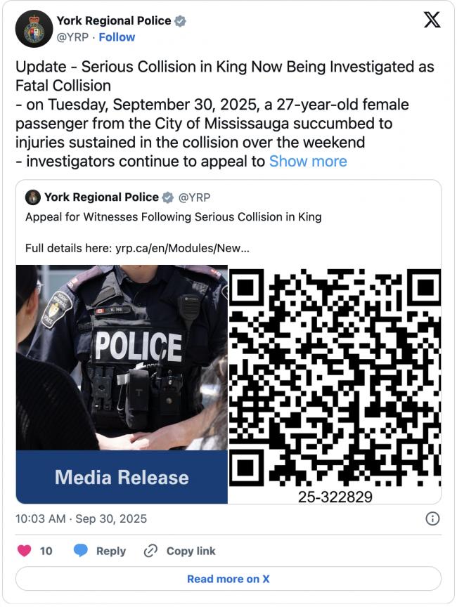 惨烈: 5车相撞! 加拿大27岁中国女生不幸身亡! 警方紧急全城缉凶“绿色SUV”