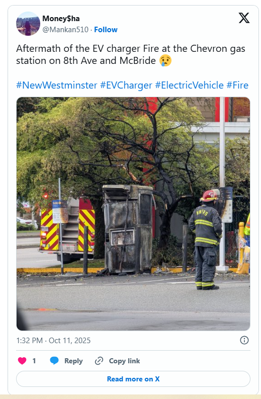 着火了！大温加油站旁边 可见火焰和浓烟