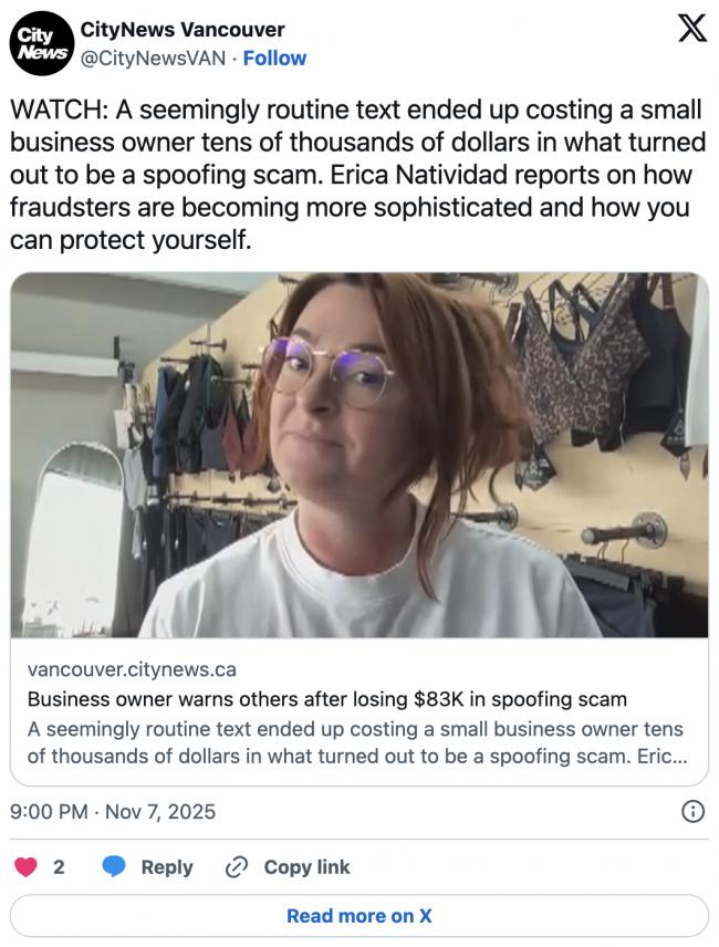 接个银行电话 BC女子被转走了8万 接个银行电话 BC女子被转走了8万