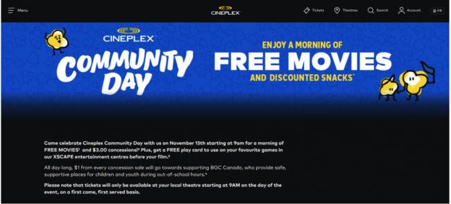 加拿大Cineplex年度"免费电影"来了 游戏城畅玩