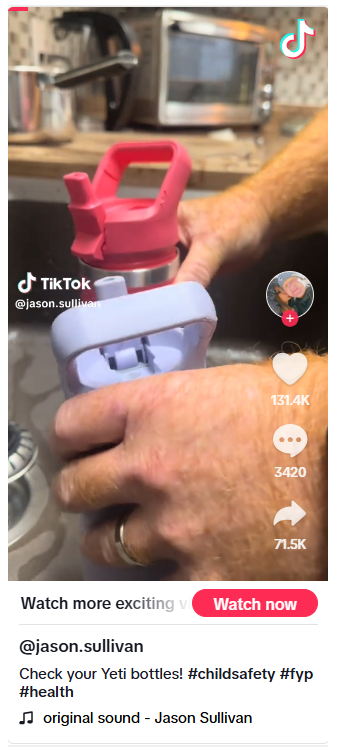 孩子水瓶里加拿大父亲发现骇人物品 急发警告 孩子水瓶里加拿大父亲发现骇人物品 急发警告