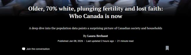 老龄化+生育率暴跌+信仰丧失:加拿大变成什么样? 老龄化+生育率暴跌+信仰丧失:加拿大变成什么样?