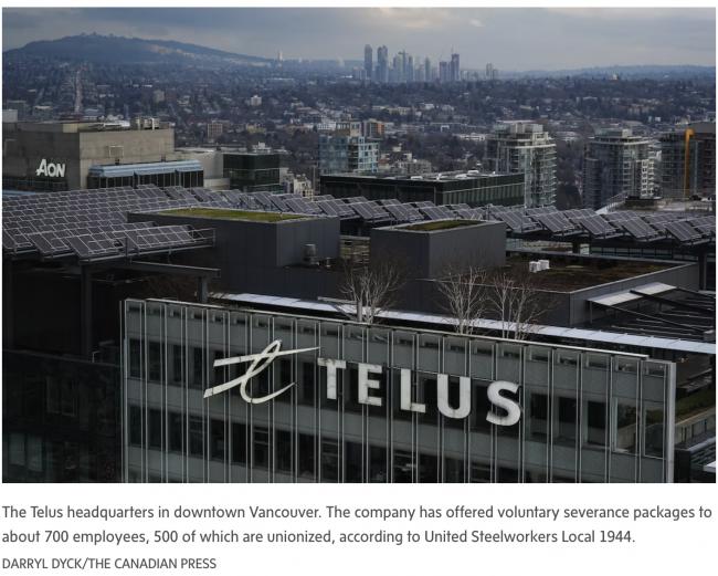 Telus给700人发离职包,员工要在两周内做决定 Telus给700人发离职包,员工要在两周内做决定
